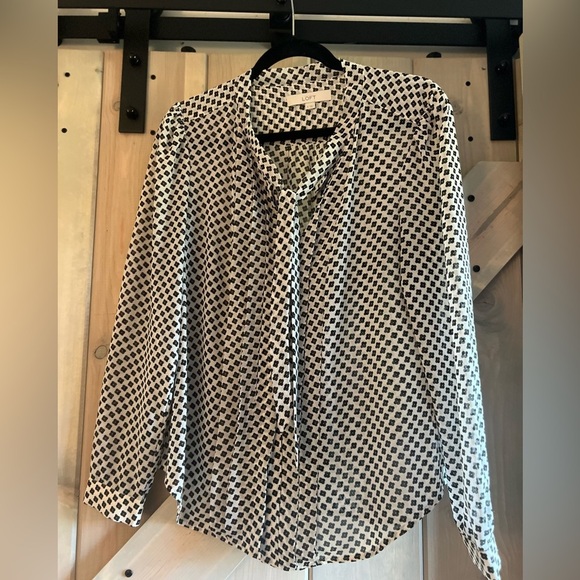 LOFT White Chiffon Tie Neck Blouse - Picture 1 of 7